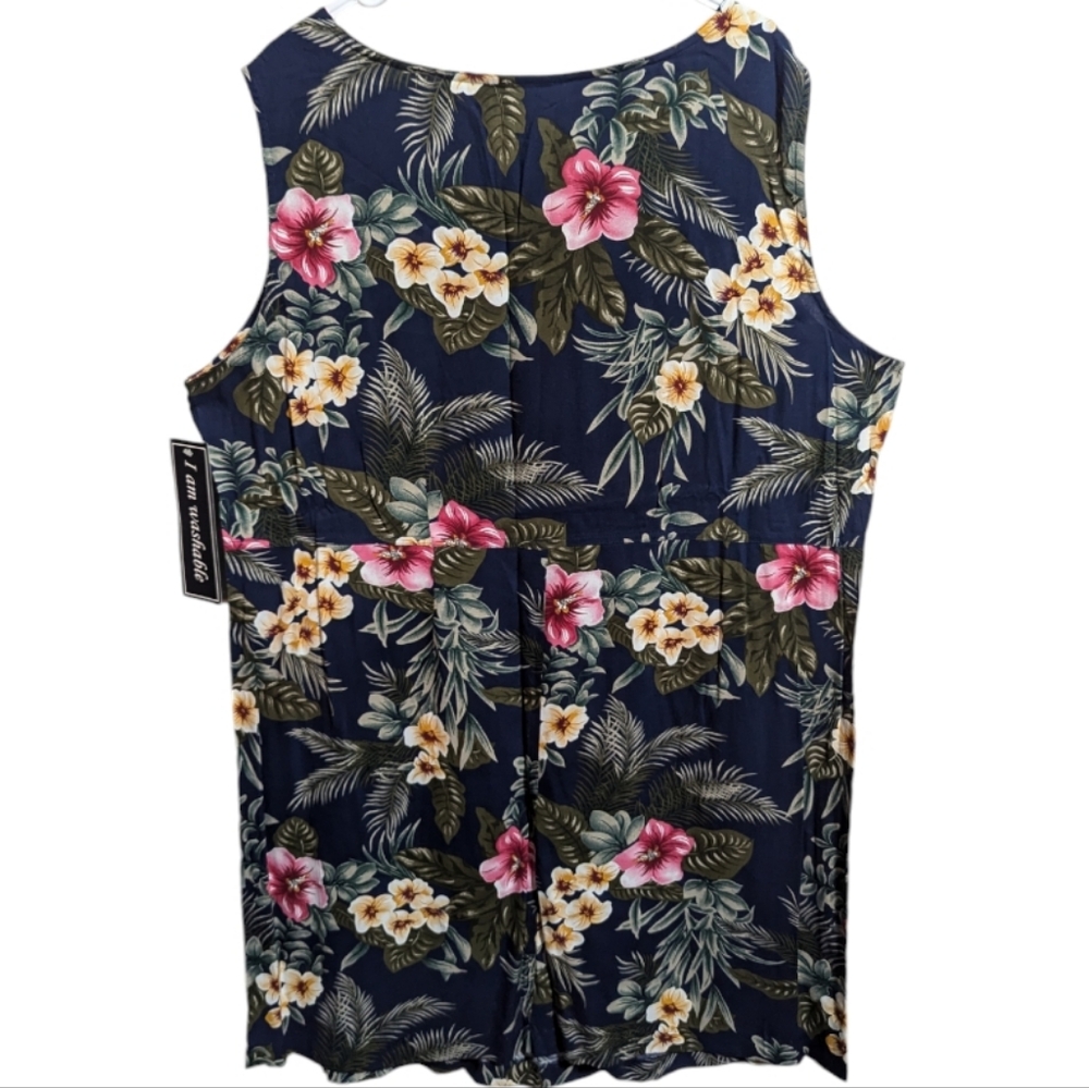 Erika women's midi mini dress 2X floral navy blue w-200